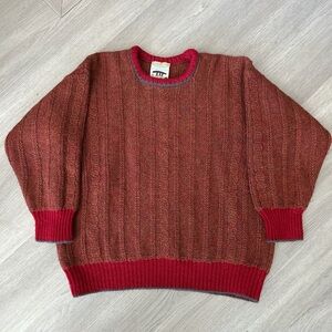 Vintage Inis Meain Red Wool Cable Knit Sweater